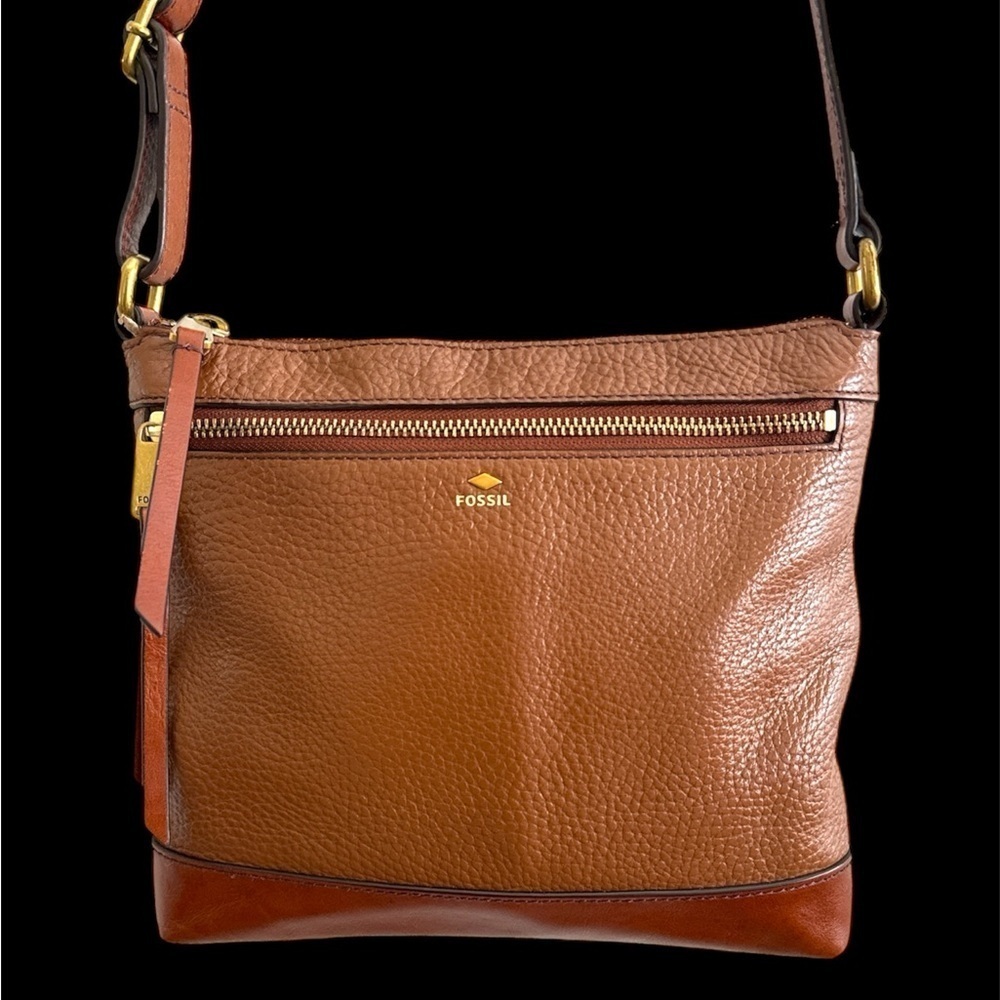 Fossil Tan Pebble Grain Leather Messenger Bag